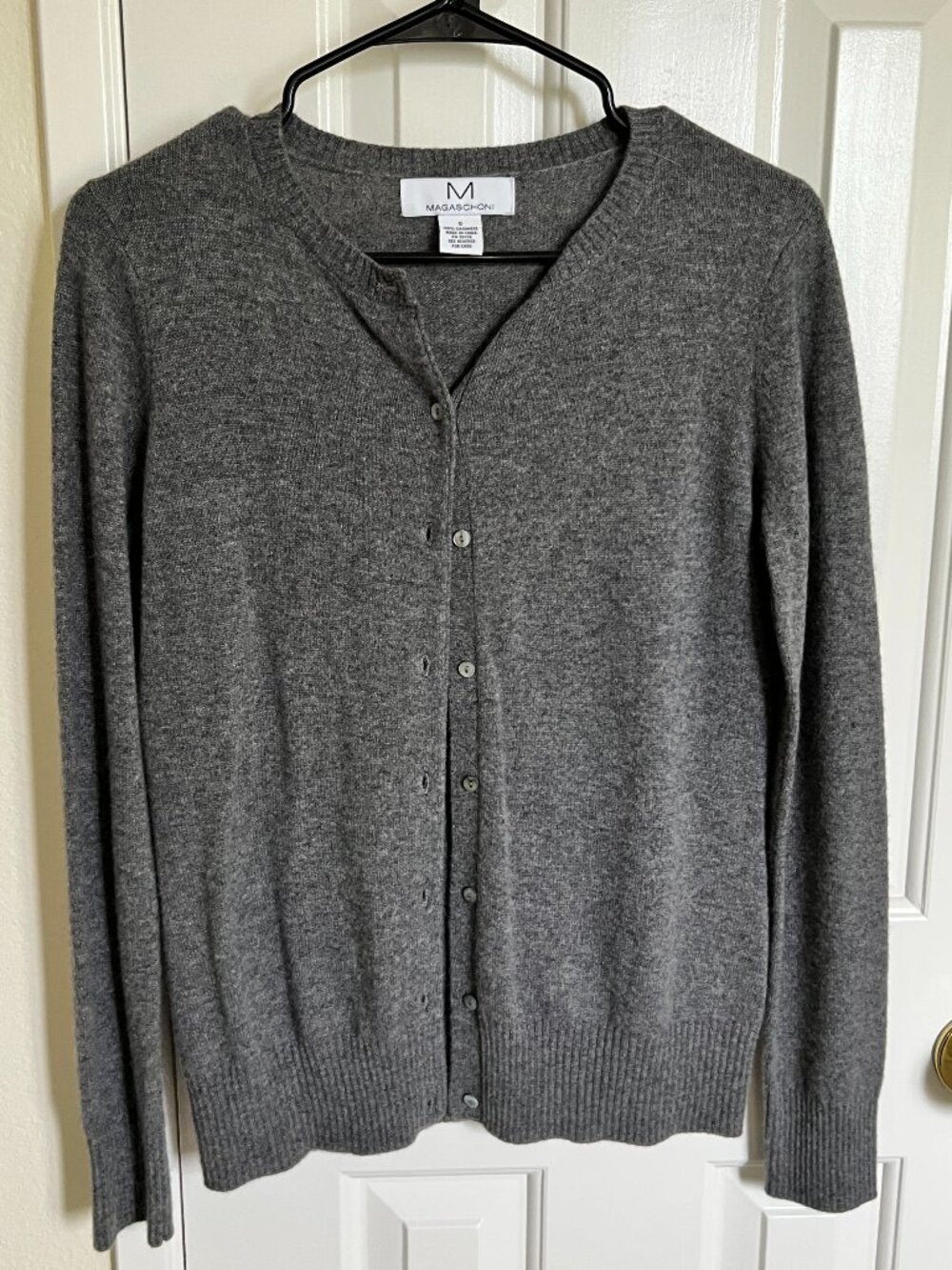 Magaschoni Women 100% Cashmere Sweater Cardigan, Gray, Size S